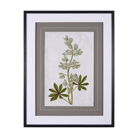 Mercana - Soft Blue Botanoicals VIII by Mercana Studio Hand Embellished Framed Art Print Matted under Glass - 13971 view 1