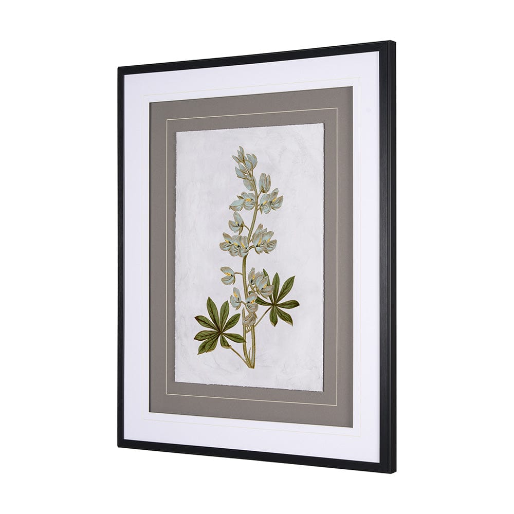 Mercana - Soft Blue Botanoicals VIII by Mercana Studio Hand Embellished Framed Art Print Matted under Glass - 13971 view 5