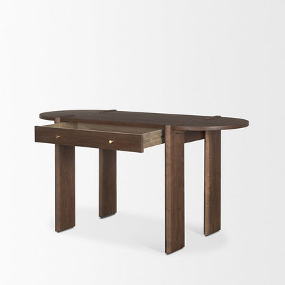 Mercana - Sohan Dark Brown Elm Wood Oblong Desk - 70855 view 6