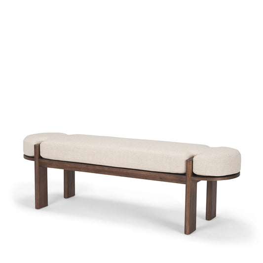 Mercana - Sohan Dark Elm Wood w/ Oatmeal Fabric Bench - 70802 view 1