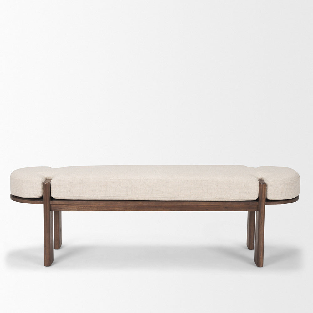 Mercana - Sohan Dark Elm Wood w/ Oatmeal Fabric Bench - 70802 view 2