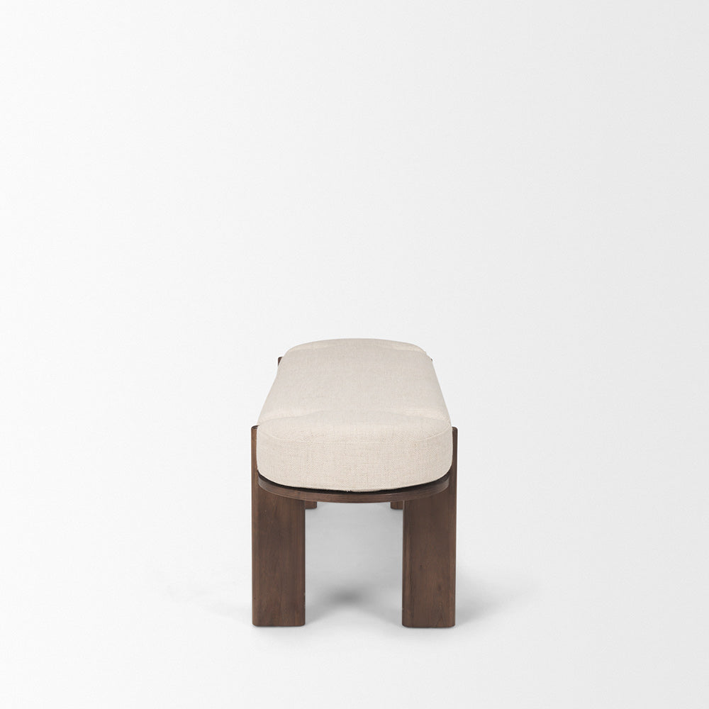 Mercana - Sohan Dark Elm Wood w/ Oatmeal Fabric Bench - 70802 view 3