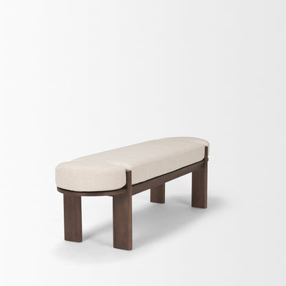 Mercana - Sohan Dark Elm Wood w/ Oatmeal Fabric Bench - 70802 view 4
