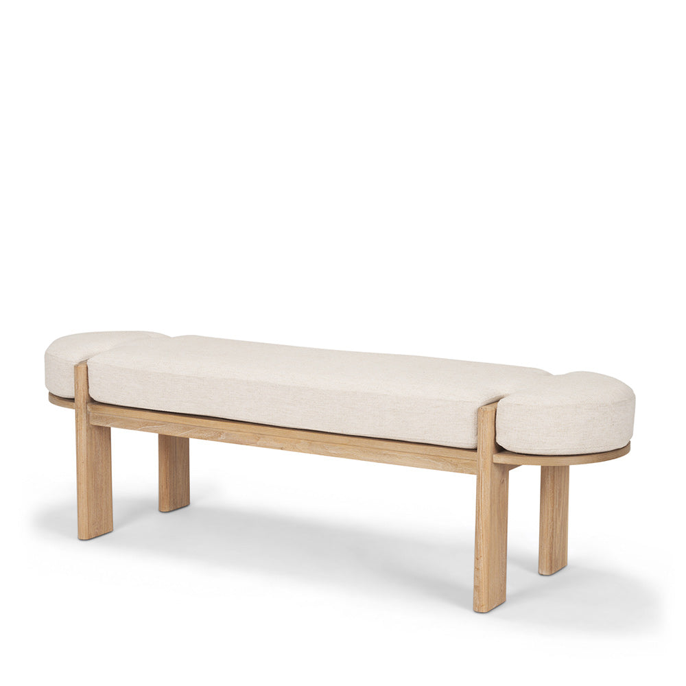 Mercana - Sohan Light Brown Elm Wood w/ Oatmeal Fabric Bench - 70803 view 1