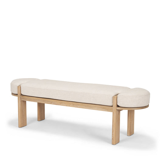 Mercana - Sohan Light Brown Elm Wood w/ Oatmeal Fabric Bench - 70803 view 1
