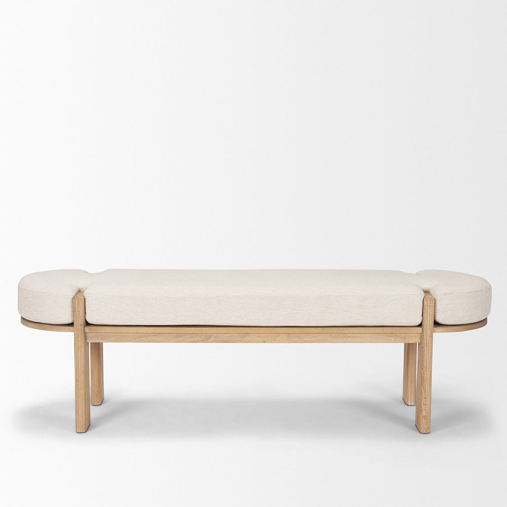 Mercana - Sohan Light Brown Elm Wood w/ Oatmeal Fabric Bench - 70803 view 2