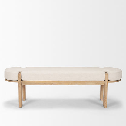 Mercana - Sohan Light Brown Elm Wood w/ Oatmeal Fabric Bench - 70803 view 2
