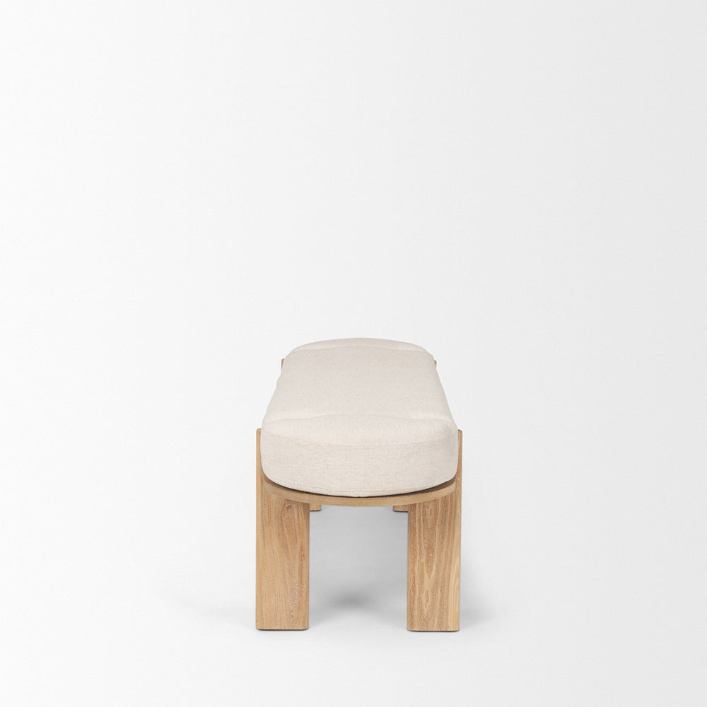Mercana - Sohan Light Brown Elm Wood w/ Oatmeal Fabric Bench - 70803 view 3