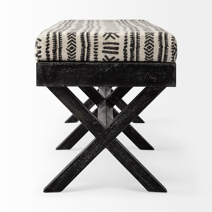 Mercana - Solis 50L x 16W Black And Cream Upholstered Patterned Seat Accent Bench - 67496 view 4