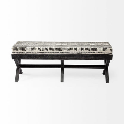 Mercana - Solis 50L x 16W Black And Cream Upholstered Patterned Seat Accent Bench - 67496 view 5