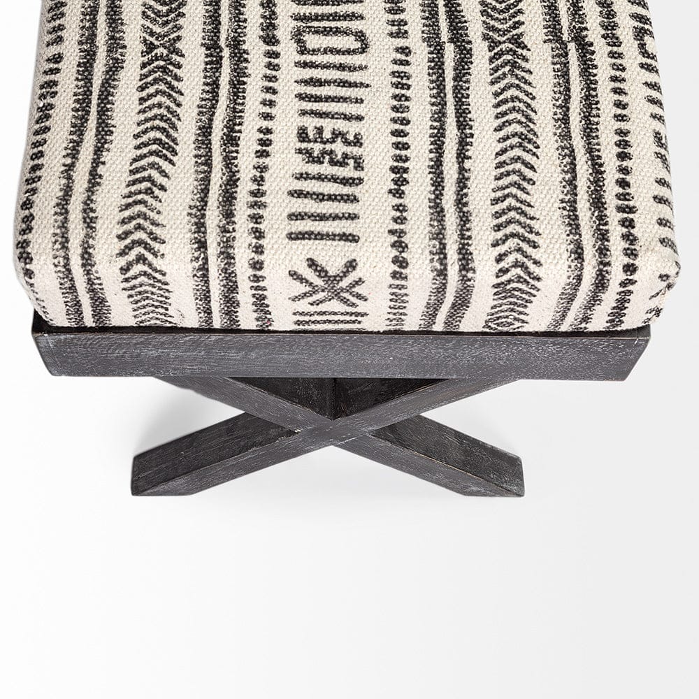 Mercana - Solis 50L x 16W Black And Cream Upholstered Patterned Seat Accent Bench - 67496 view 7