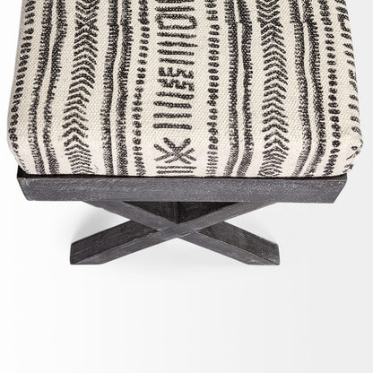 Mercana - Solis 50L x 16W Black And Cream Upholstered Patterned Seat Accent Bench - 67496 view 7