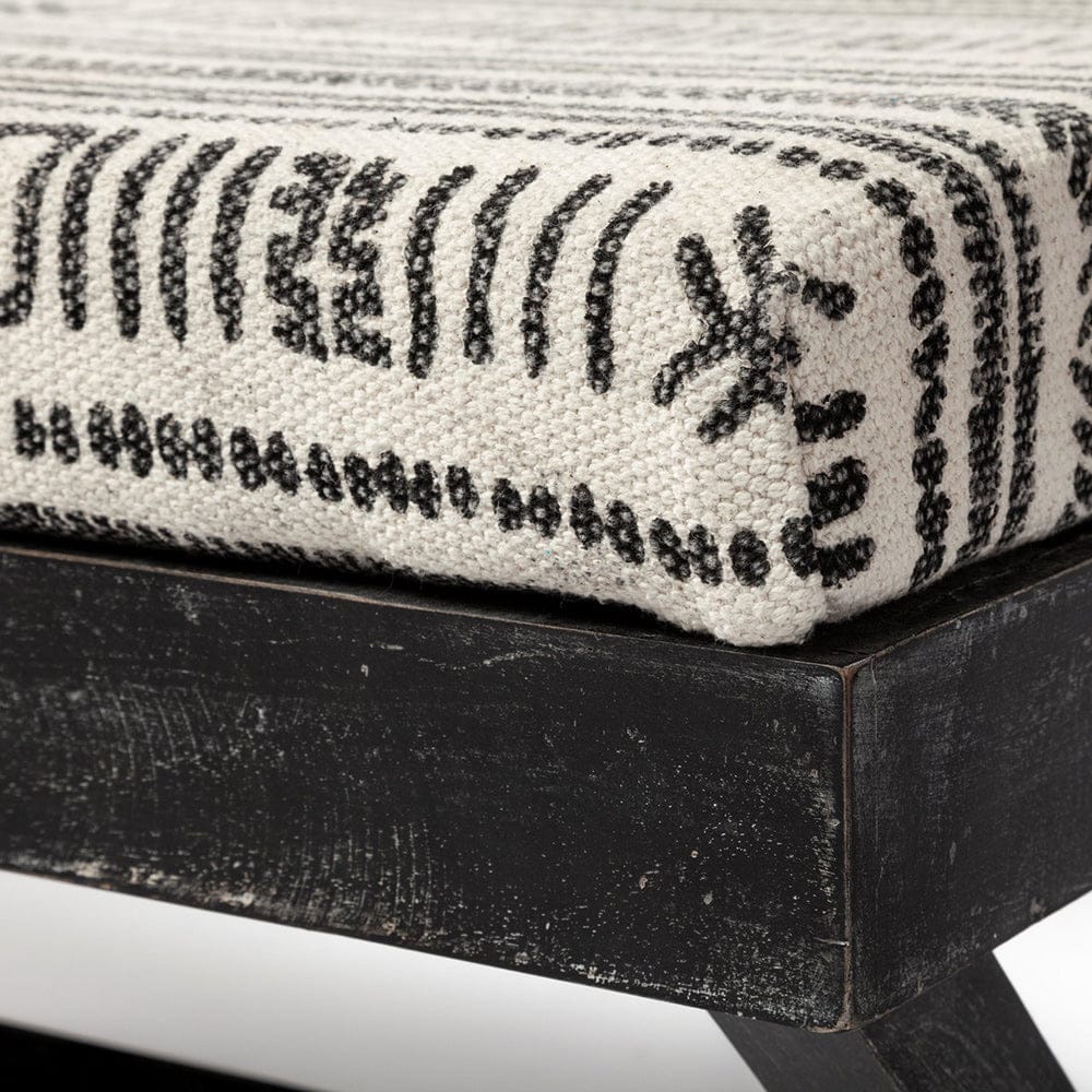 Mercana - Solis 50L x 16W Black And Cream Upholstered Patterned Seat Accent Bench - 67496 view 9