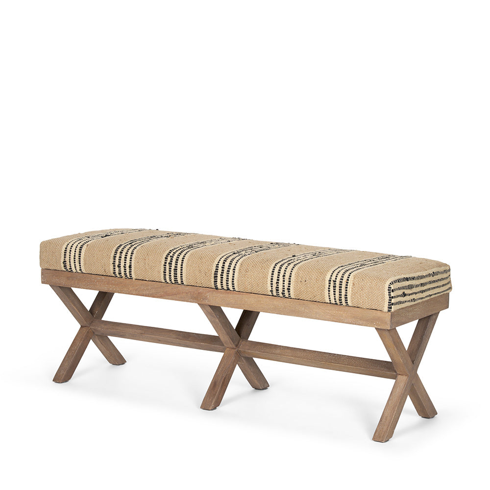 Mercana - Solis 50L x 16W Brown Base Upholstered Beige/Black Stripe Seat Accent Bench - 68460 view 1