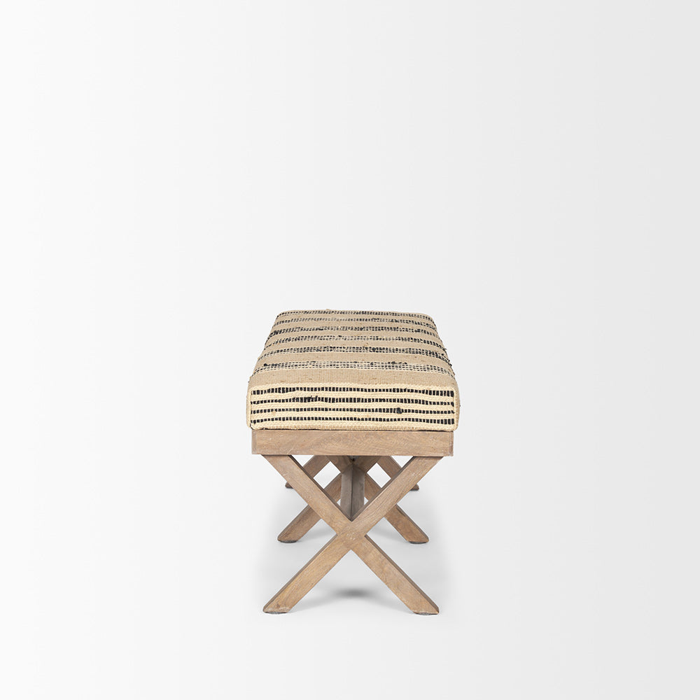 Mercana - Solis 50L x 16W Brown Base Upholstered Beige/Black Stripe Seat Accent Bench - 68460 view 2