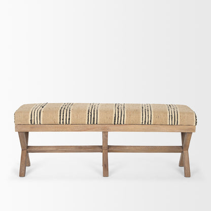 Mercana - Solis 50L x 16W Brown Base Upholstered Beige/Black Stripe Seat Accent Bench - 68460 view 3