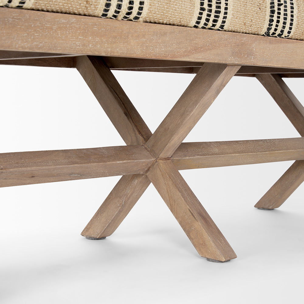 Mercana - Solis 50L x 16W Brown Base Upholstered Beige/Black Stripe Seat Accent Bench - 68460 view 6