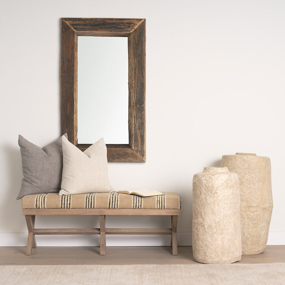 Mercana - Solis 50L x 16W Brown Base Upholstered Beige/Black Stripe Seat Accent Bench - 68460 view 9