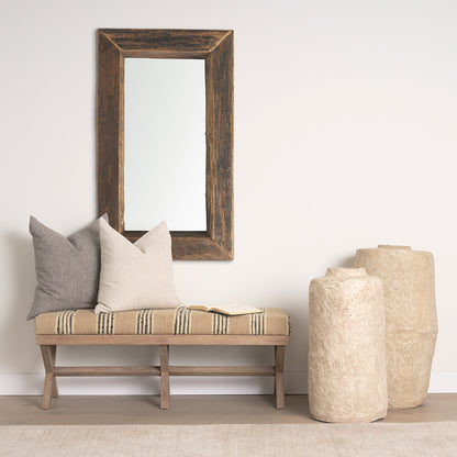 Mercana - Solis 50L x 16W Brown Base Upholstered Beige/Black Stripe Seat Accent Bench - 68460 view 9