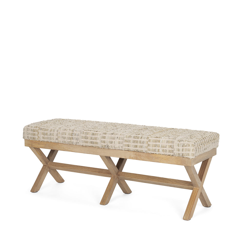 Mercana - Solis II 50L x 16W Brown Base Beige Woven Leather Cushion Accent Bench - 68459 view 1