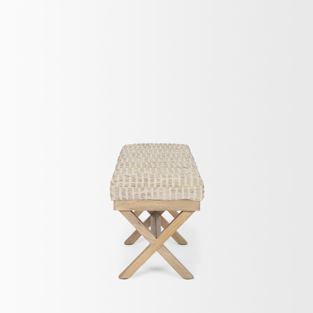 Mercana - Solis II 50L x 16W Brown Base Beige Woven Leather Cushion Accent Bench - 68459 view 2