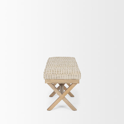 Mercana - Solis II 50L x 16W Brown Base Beige Woven Leather Cushion Accent Bench - 68459 view 2