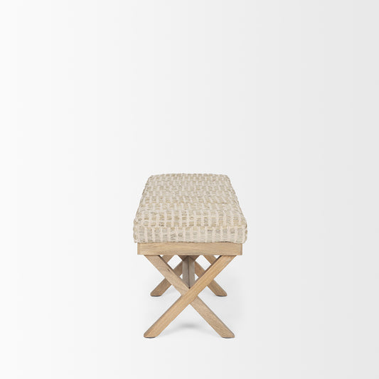 Mercana - Solis II 50L x 16W Brown Base Beige Woven Leather Cushion Accent Bench - 68459 view 2