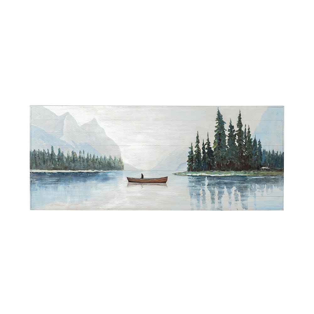 Mercana - Solitude 72x30 Canoe on the Lake Original Hand Painted on Wood Oil Painting - 68352 view 2