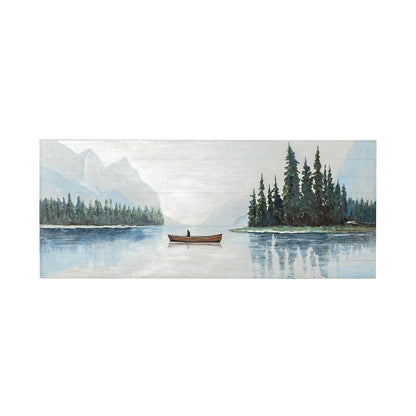 Mercana - Solitude 72x30 Canoe on the Lake Original Hand Painted on Wood Oil Painting - 68352 view 2