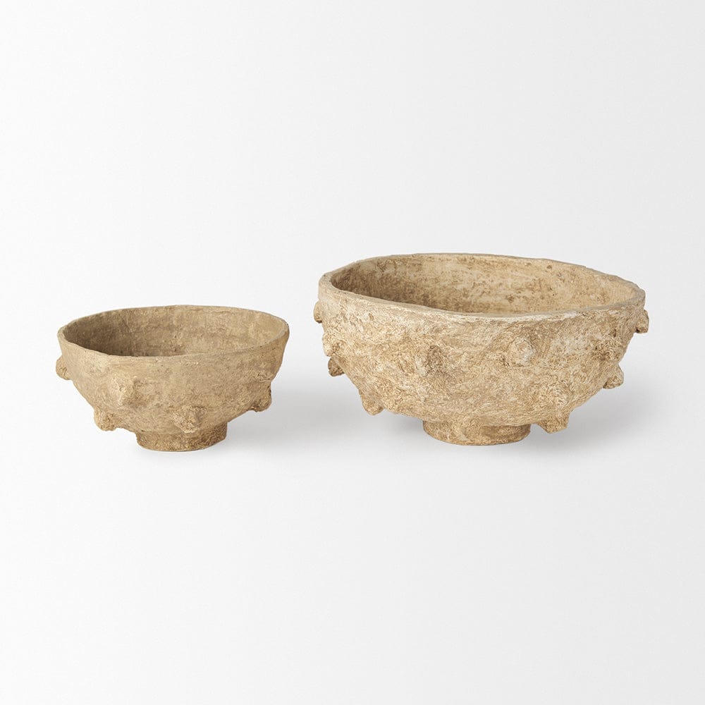 Mercana - Sonam Beige Paper Mache Spiked Bowls (Set of 2) - 70218 view 2