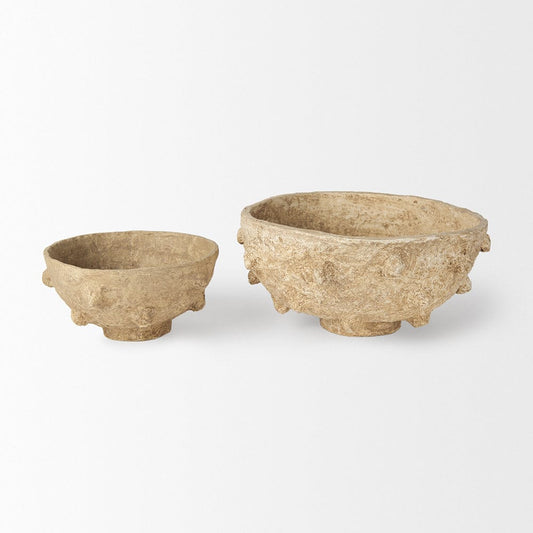 Mercana - Sonam Beige Paper Mache Spiked Bowls (Set of 2) - 70218 view 2