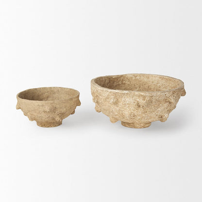 Mercana - Sonam Beige Paper Mache Spiked Bowls (Set of 2) - 70218 view 3