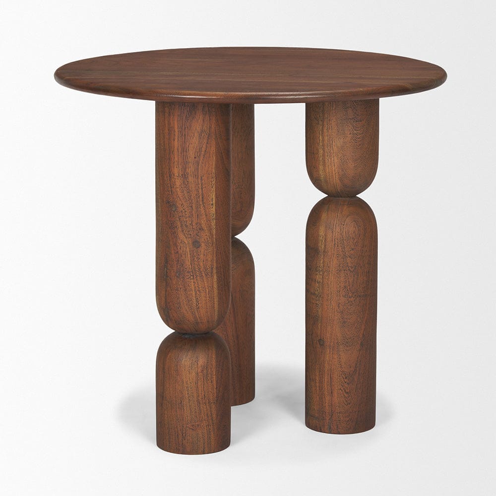 Mercana - Sonel Pedestal Medium Dark Brown Acacia Wood Foyer Table - 70848-AB view 2