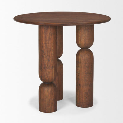 Mercana - Sonel Pedestal Medium Dark Brown Acacia Wood Foyer Table - 70848-AB view 2