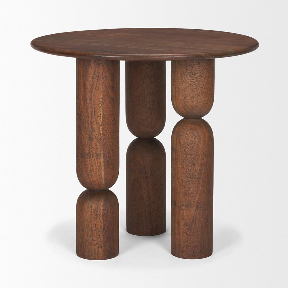 Mercana - Sonel Pedestal Medium Dark Brown Acacia Wood Foyer Table - 70848-AB view 3