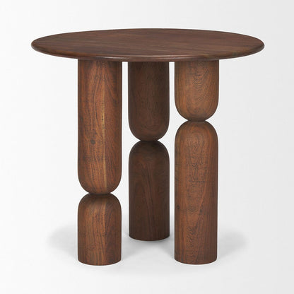Mercana - Sonel Pedestal Medium Dark Brown Acacia Wood Foyer Table - 70848-AB view 3