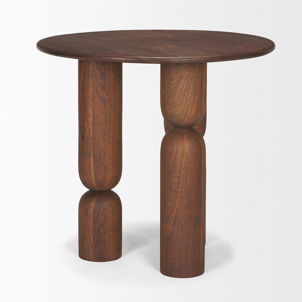 Mercana - Sonel Pedestal Medium Dark Brown Acacia Wood Foyer Table - 70848-AB view 4