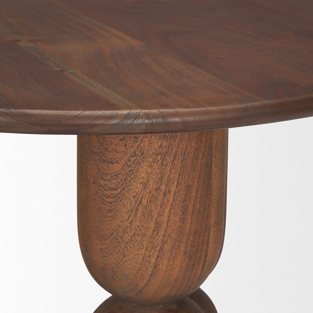 Mercana - Sonel Pedestal Medium Dark Brown Acacia Wood Foyer Table - 70848-AB view 6