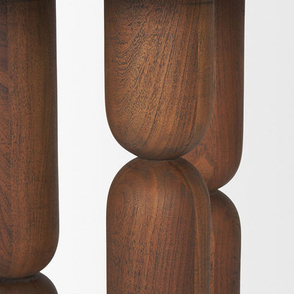 Mercana - Sonel Pedestal Medium Dark Brown Acacia Wood Foyer Table - 70848-AB view 7