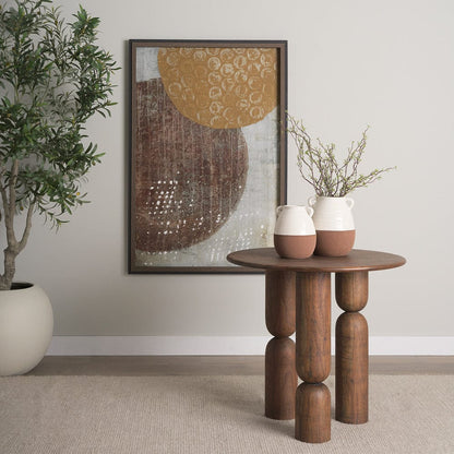 Mercana - Sonel Pedestal Medium Dark Brown Acacia Wood Foyer Table - 70848-AB view 10