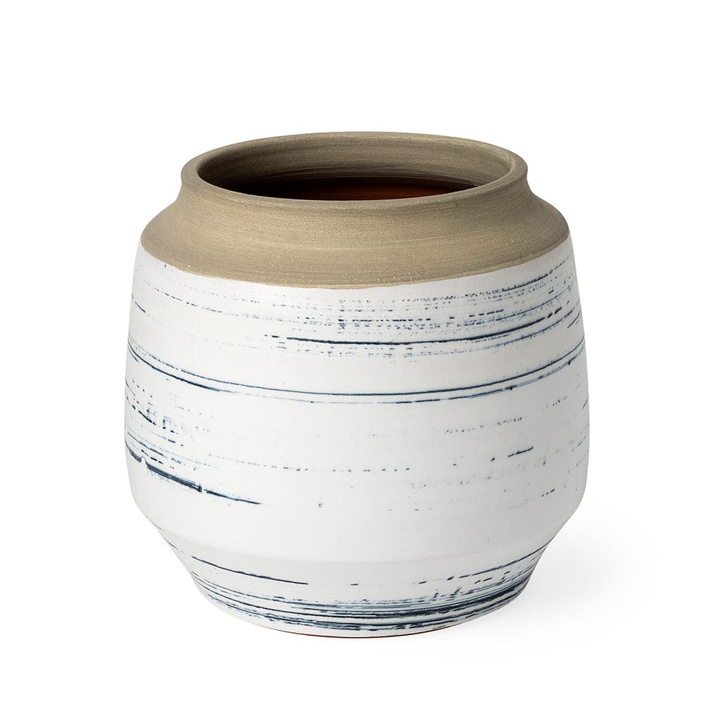 Mercana - Sonnett Short White/Blue Ceramic Vase - 69043_CLOSEOUT view 1