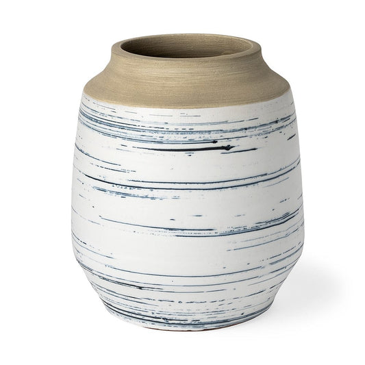 Mercana - Sonnett Tall White/Blue Ceramic Vase - 69042_CLOSEOUT view 1