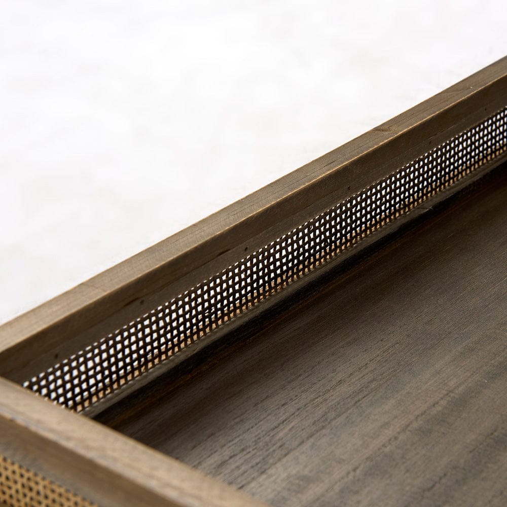 Mercana - Sonny 23.6L x 23.6W x 2.0H Set of Two Brown Wood and Wicker Square Trays - 69530 view 6