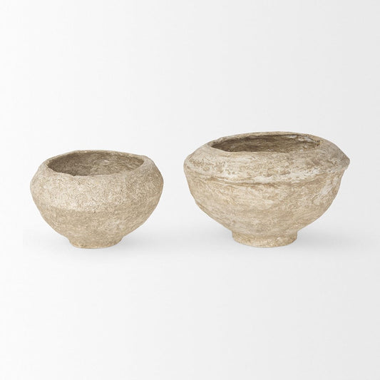 Mercana - Sonu Beige Paper Mache Half-Pot Bowls (Set of 2) - 70217 view 2