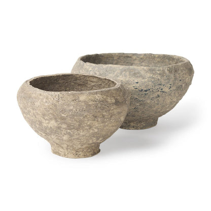 Mercana - Sonu Gray Paper Mache Half-Pot Bowls (Set of 2) - 70216 view 1
