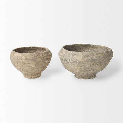 Mercana - Sonu Gray Paper Mache Half-Pot Bowls (Set of 2) - 70216 view 3
