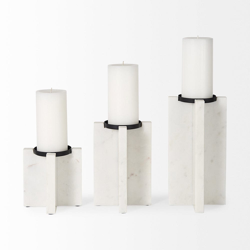 Mercana - Sophia 5.5"L x 3.5"W x 10.5"H Marble Candle Holder Large - 69219 view 2