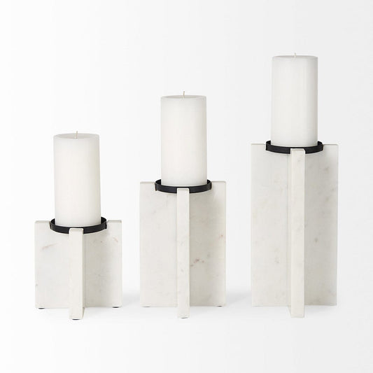 Mercana - Sophia 5.5"L x 3.5"W x 10.5"H Marble Candle Holder Large - 69219 view 2