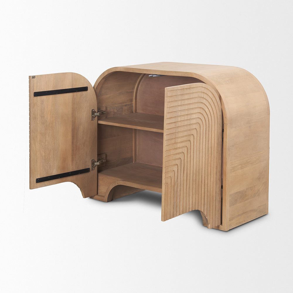 Mercana - Sorina Reverse Fluted Light Brown Wood Accent Cabinet - 70837 view 6