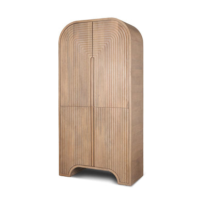 Mercana - Sorina Reverse Fluted Light Brown Wood Curio Cabinet - 70836 view 1